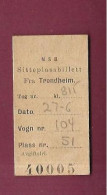 050324 - TICKET TRANSPORT CHEMIN DE FER - NORVEGE NSB Sitteplassbillett TRONDHEIM N°40005 - Europe