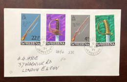 D)1971, SANTA HELENA, LETTER CIRCULATED FROM ST. HELENA TO LONDON WITH STAMPS WEAPONS OF THE BRITISH ROYAL NAVY OF THE 1 - Sainte-Hélène