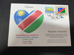 14-3-2024 (3 Y 2) COVID-19 4th Anniversary - Namiba - 14 March 2024 (with Namibia UN Flag Stamp) - Malattie