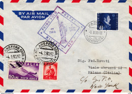 T.W.A. I° Volo (Liechtenstein) Milano/New York Del 4.2.50 - Aerogramma - Poste Aérienne