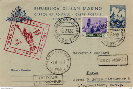 T.W.A. I° Volo (San Marino) Milano/Parigi Del 4.2.50 - Poste Aérienne