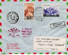 A.L.I. I° Volo (San Marino) Milano/Nizza Del 16.7.49 - Aerogramma - Poste Aérienne