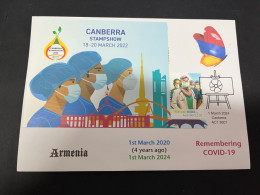 14-3-2024 (3 Y 4) COVID-19 4th Anniversary - Armenia (with OZ COVID-19 Partial Canberra Stamp Show Doctor M/s) - Malattie