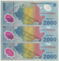 ROMANIA - 3 X 2.000 Lei - 1999 - Pick 111.a - Unc. - Série 003D - Total Solar ECLIPSE Commemorative POLYMER - 2000 - Rumänien