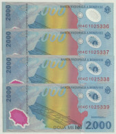 ROMANIA - 4 X 2.000 Lei - 1999 - Pick 111.a - Unc. - Série 004C - Total Solar ECLIPSE Commemorative POLYMER - 2000 - Rumania