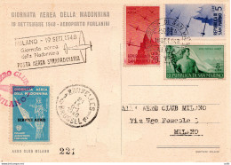 (San Marino) Milano/Roma Del 19.9.48 "Giornata Aerea Della Madonnina" - Luftpost