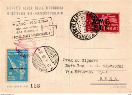 (Trieste) Milano/Roma Del 19.9.48 "Giornata Aerea Della Madonnina" - Airmail
