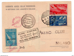 Milano/Roma Del 19.9.48 "Giornata Aerea Della Madonnina" - Poste Aérienne