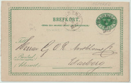 SUÈDE / SWEDEN - 1887 - "ESPERED" CDS On 5ö Postal Card Mi.P9F Addressed To Warberg - Briefe U. Dokumente