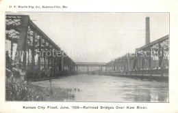 43194343 Kansas_City_Missouri City Flood Railroad Bridges Over Kaw River - Other & Unclassified