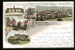 Lithographie Rossleben, Kriegerdenkmal, Kloster, Wendelstein  - Rossleben