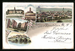 Lithographie Rossleben, Kloster Rossleben, Wendelstein, Memleben  - Rossleben