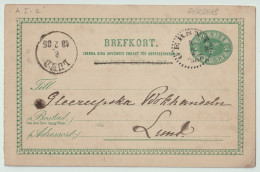 SUÈDE / SWEDEN - 1885 - "GERSNÄS" (GÄRSNÄS) CDS On 5ö Postal Card Mi.P9F Addressed To Lund - Cartas & Documentos