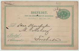 SUÈDE / SWEDEN - 1885 - "ÅLED" CDS On 5ö Postal Card Mi.P9F Addressed To Forsheda - Briefe U. Dokumente