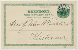 SUÈDE / SWEDEN - 1909 - "NORRTELJE" CDS On 5ö Postal Card Mi.P26F Addressed To Kristiania - Briefe U. Dokumente