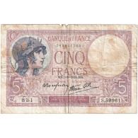 France, 5 Francs, Violet, 1939, S.59961, TB, Fayette:04.04, KM:83 - 5 F 1917-1940 ''Violet''