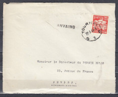 Briefstuk Van Tournai DXD Naar Anvers Met Lanstempel Anvaing - Linear Postmarks