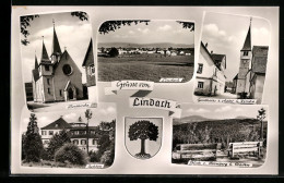 AK Lindach, Ortsansicht, Dorfkirche, Gasthaus Z. Adler U. Kirche, Schloss, Blick Z. Hornberg U. Stuifen  - Hornberg