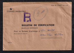 Argentina Ca 1990 Registered BULLETIN DE VERIFICATION Correo Argentina X VIENNA Austria - Lettres & Documents