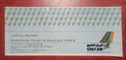 2009 GULF AIR AIRLINES PASSENGER TICKET AND BAGGAGE CHECK - Tickets