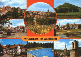 72369806 Warburg Westfalen Teilansicht Stadtblick Schloss Brunnen Kirche Schwimm - Warburg