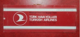 1990 TURKISH AIRLINES PASSENGER TICKET AND BAGGAGE CHECK - Biglietti