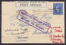UK - L. Affr. 2d1/2 Flam. BIRMINGHAM /17 JNE 1943 Pour BANBURY - Man. "address Not Known" & Griffe [UNDELIVERED FOR REAS - Lettres & Documents