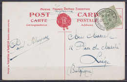 CP Franco-British Exhibition London 1908 Affr. 1/2d Càd "BALLYMACLINTON /OC 6 1908/ SHEPHERDS.BUSH.EXHIBITION.W" Pour LI - Lettres & Documents