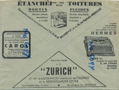 Old Envelope With Publicité: Typewriters HERMES-Zurich Ass.-1937- Verso: Le Projecteur ANTI BROULLARD  ( 2 Scan ) - Sobres