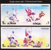 Ajman 1972 MNH 3D Odd Single MS, World Cup Football Munich 1974, Sports - 1974 – West Germany