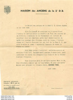 MAISON Des ANCIENS De La 2e D. B. . Appel à Adhésion Lettre + Bulletin  Aout 1945 - Publicités