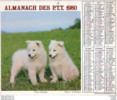 Almanach Des P.T.T.  1980 PAS DE CALAIS .  Chiens Samoyede + Jeunes Cokers Et Chat . - Grossformat : 1971-80