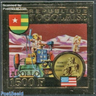 Togo 1973 Apollo 17, Gold 1v, Imperforated, Mint NH, History - Transport - Space Exploration - Togo (1960-...)