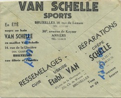 Old Enveloppe : Van Schelle Sports : Anvers - Bruxelles  ( Tennis--balles-swimming )  See Scans - Autres & Non Classés