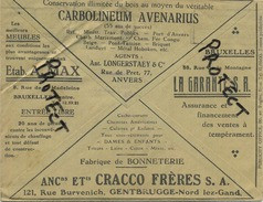 Old Envelope With Publicité: Carbolineum Avenarius ANVERS : Cracco Frères GENTBRUGGE : Bonneterie Fabrique - Sobres