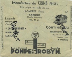 Old Envelope With Publicité : TAMISE Manufacture De CRINS Frisés : Typewriter Continental : Tabacs Semois : PRB - Briefe