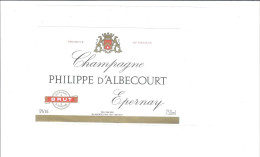 ETIQUETTE  CHAMPAGNE  PHILIPPE  D ALBECOURT  A EPERNAY            ////      RARE       A   SAISIR //// - Champagner