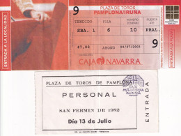 Plaza De Toros 2 Tickets Entrada Pamplona - Iruna 2003 + San Fermin 1982 - Rif. S345 - Biglietti D'ingresso