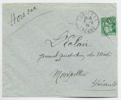 PAIX 90C VERT SEUL ENVELOPPE HORS SAC C. PERLE CUBIERES 8.2.39 LOZERE - 1932-39 Paz