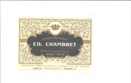 ETIQUETTE  CHAMPAGNE   ED CHAMBRET   A EPERNAY POUR  MICHAUD PHILDELPHIA    1949    //// RARE         A   SAISIR //// - Champagne