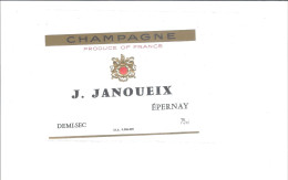 ETIQUETTE  CHAMPAGNE J JANOUEIX       A EPERNAY           ////     RARE   A   SAISIR //// - Champagne