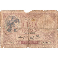 France, 5 Francs, Violet, 1939, P.64412, B, Fayette:04.12, KM:83 - 5 F 1917-1940 ''Violet''