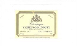 ETIQUETTE  CHAMPAGNE  VIGREUX MALNOURY   A MAILLY CHAMPAGNE            ////     RARE   A   SAISIR //// - Champan