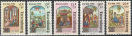 LUXEMBOURG 1113 à 1117 ** MNH Caritas Enluminure Nativité Annonciation Adoration Mages Bergers (CV 14 €) 1986 - Neufs