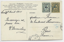 NOUVELLE CALEDONIE 1C+4C ANNULATION CRAYON ECRITE NOUMEA 1911 POUR PARIS - Lettres & Documents