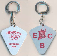 Porte-clefs Métallique E C B. Boucherie  Xèmes Jeux Olympiques D'Hiver De GRENOBLE 1968  Olympic Games 68 Rouge / Argent - Other & Unclassified