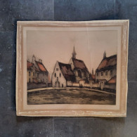 Aquarel Diksmuide Het Begijnhof 1946 Door Bertrand - Watercolours