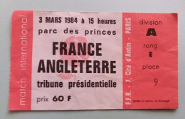 C1  RUGBY Ticket Billet FRANCE ANGLETERRE Parc Princes 3 MARS 1984 Cinq Nations  Port Inclus France - Biglietti D'ingresso