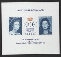 MONACO 1989 - BF BLOC FEUILLET NON DENTELE IMPERFORATED N°48 ** MNH - 25° ANNIVERSAIRE FONDATION PRINCESSE GRACE - Blokken