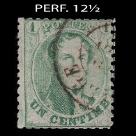 BELGIUM.1863.K.Leopold I.1c.YVERT 13A.USED.PERF. 12½ - 1863-1864 Médaillons (13/16)